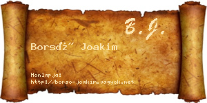 Borsó Joakim névjegykártya
